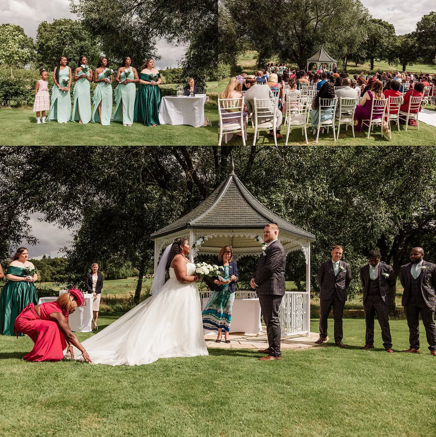wedding at East Horton Golf Club with white gazebo ceremony in summer