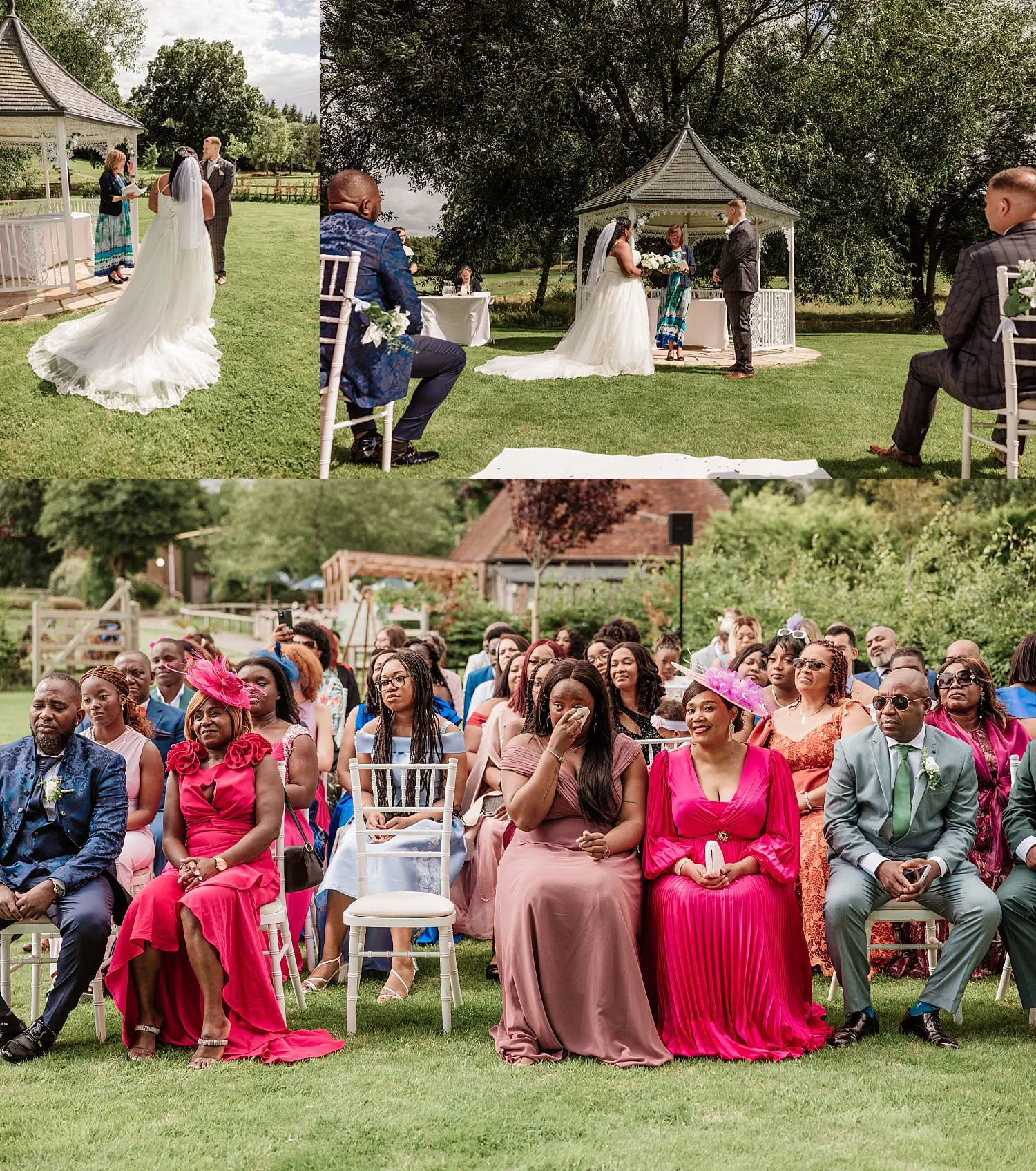 wedding at East Horton Golf Club with white gazebo ceremony in summer