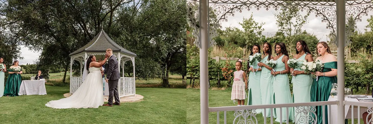 wedding at East Horton Golf Club with white gazebo ceremony in summer