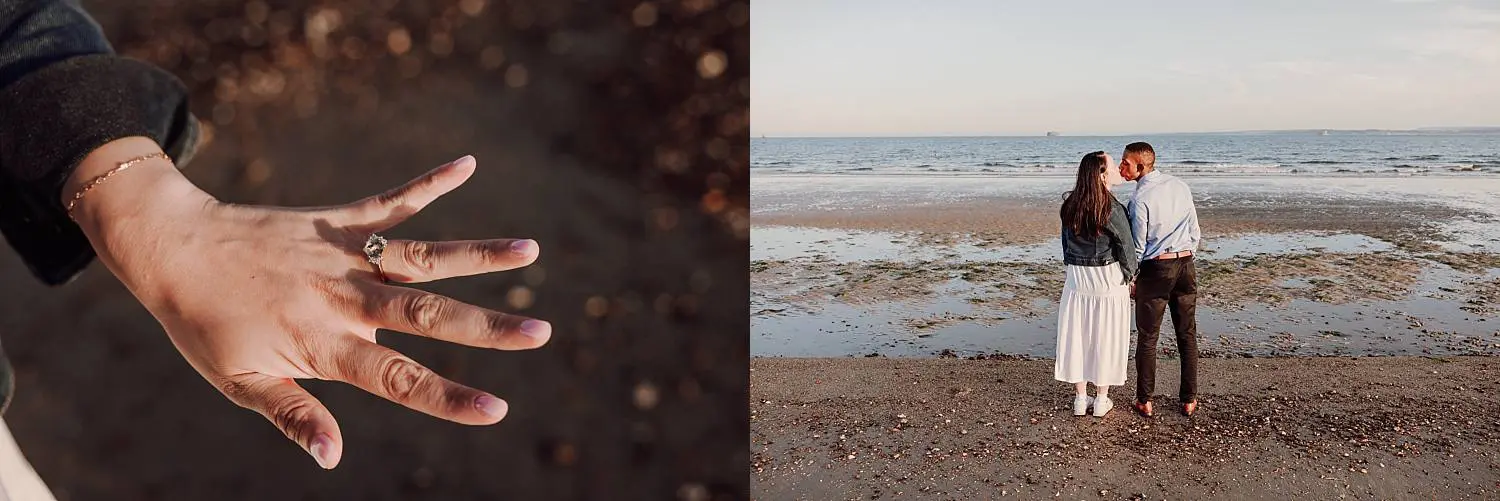 Southsea beach surprise proposal at sunset – Portsmouth engagement photography