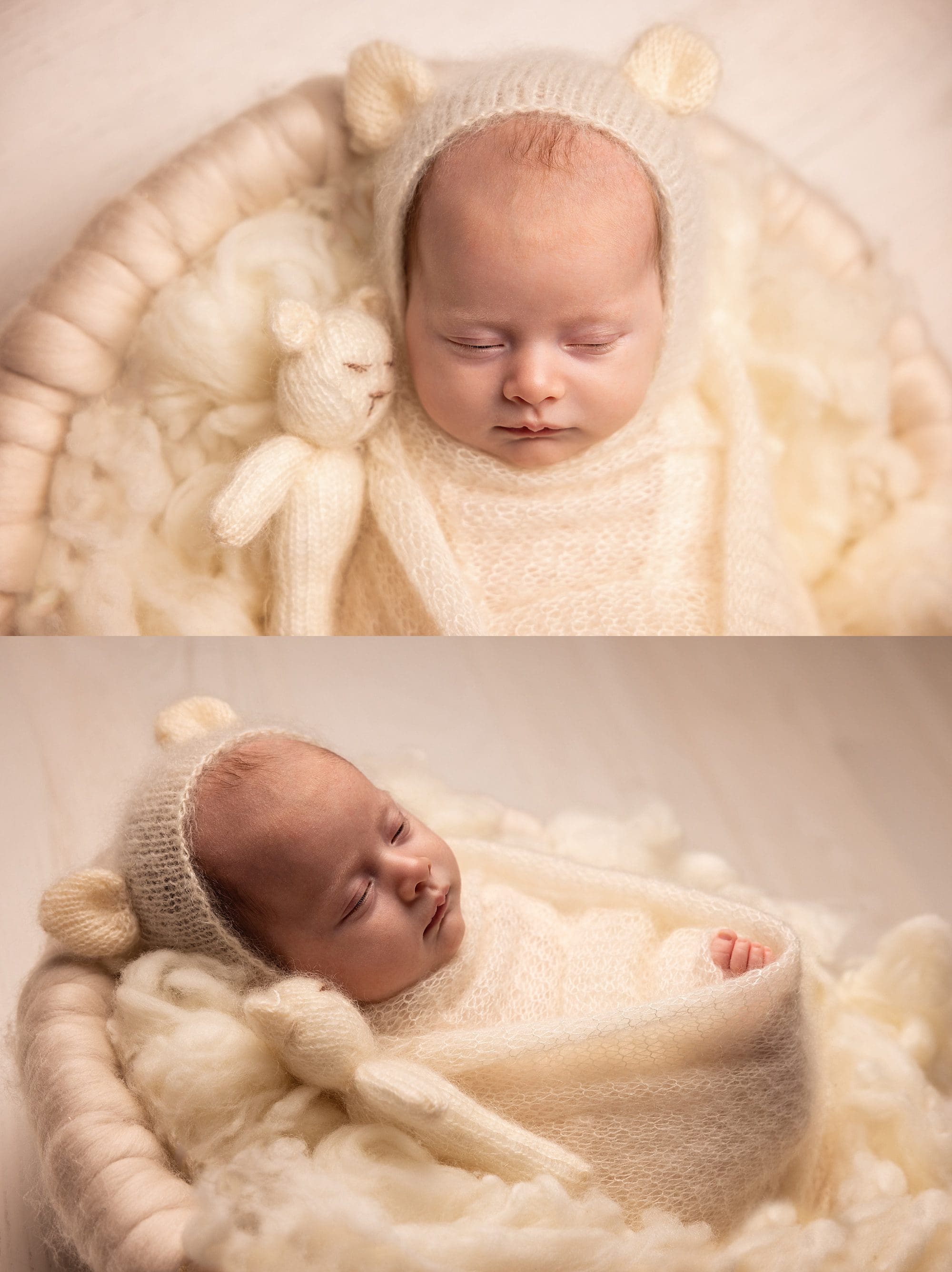 natural, delicate newborn photography with baby in neutral colours during photoshoot with Ania Photo Hampshire Portsmouth