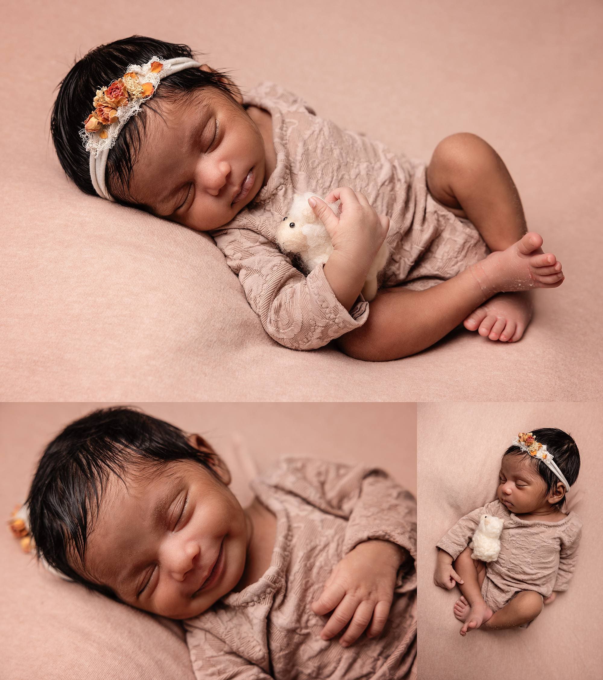 Newborn baby in a peaceful pose captured by photographer in Emsworth, Hampshire