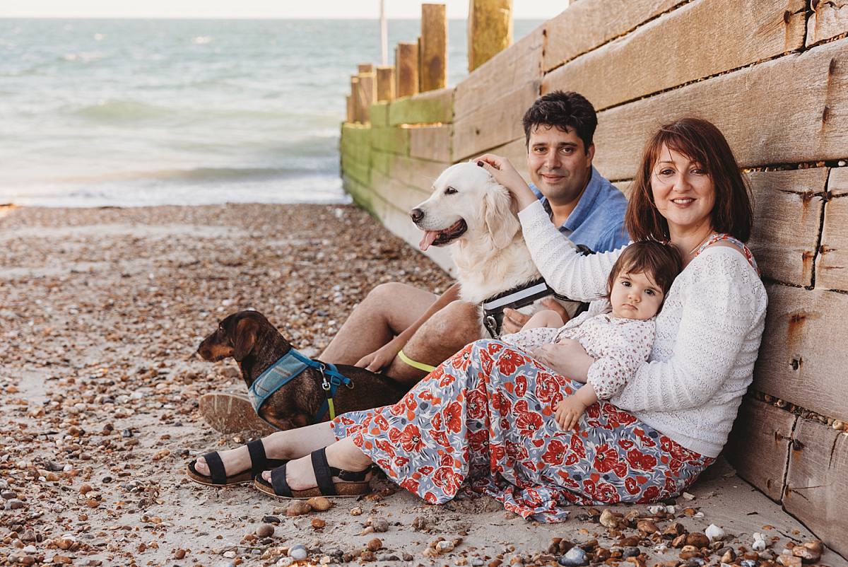 Family sitting on the beach professional photo session Hayling Island