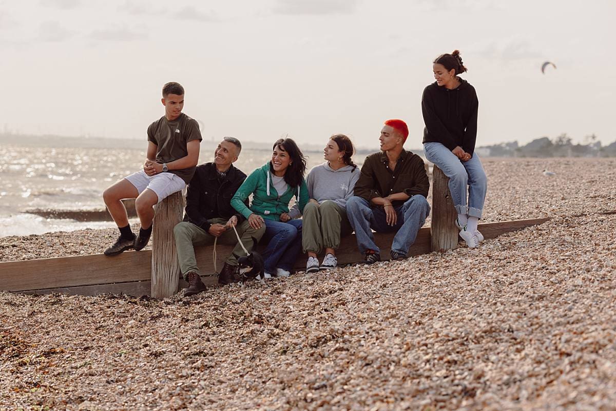 Family photo session on Lee-On-Solent Beach with teenage kids