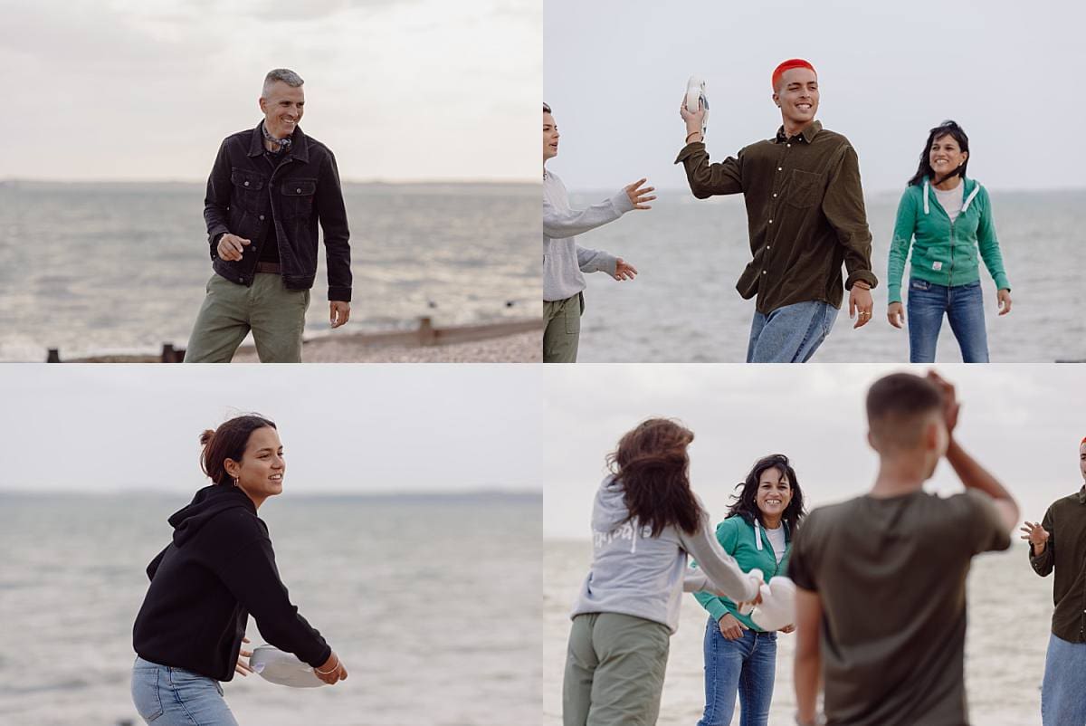 Family photo session on Lee-On-Solent Beach with teenage kids