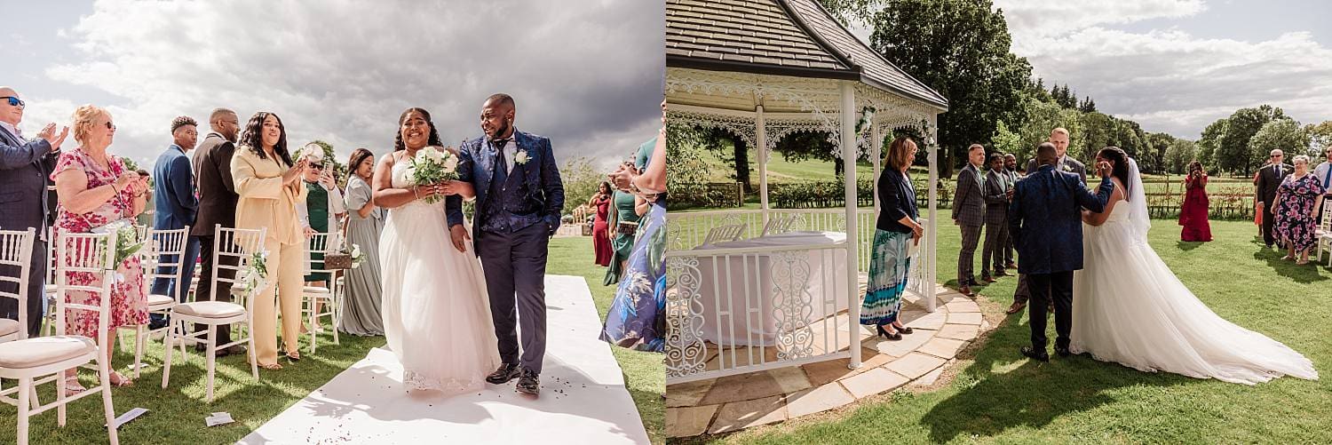wedding at East Horton Golf Club with white gazebo ceremony in summer