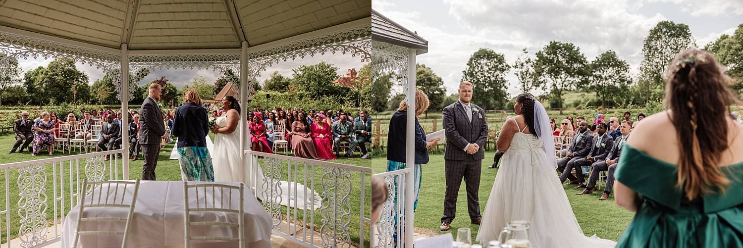 wedding at East Horton Golf Club with white gazebo ceremony in summer