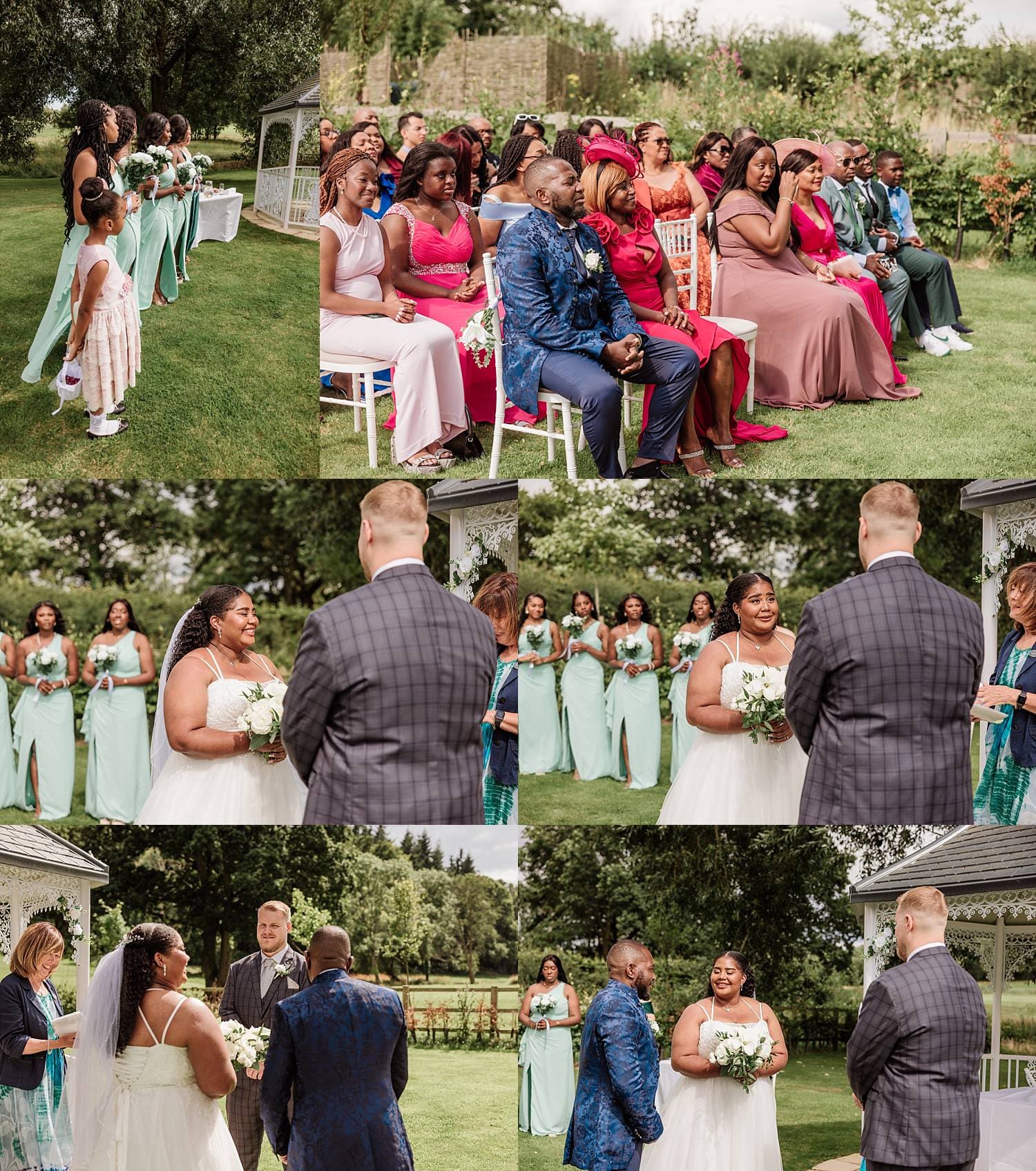 wedding at East Horton Golf Club with white gazebo ceremony in summer