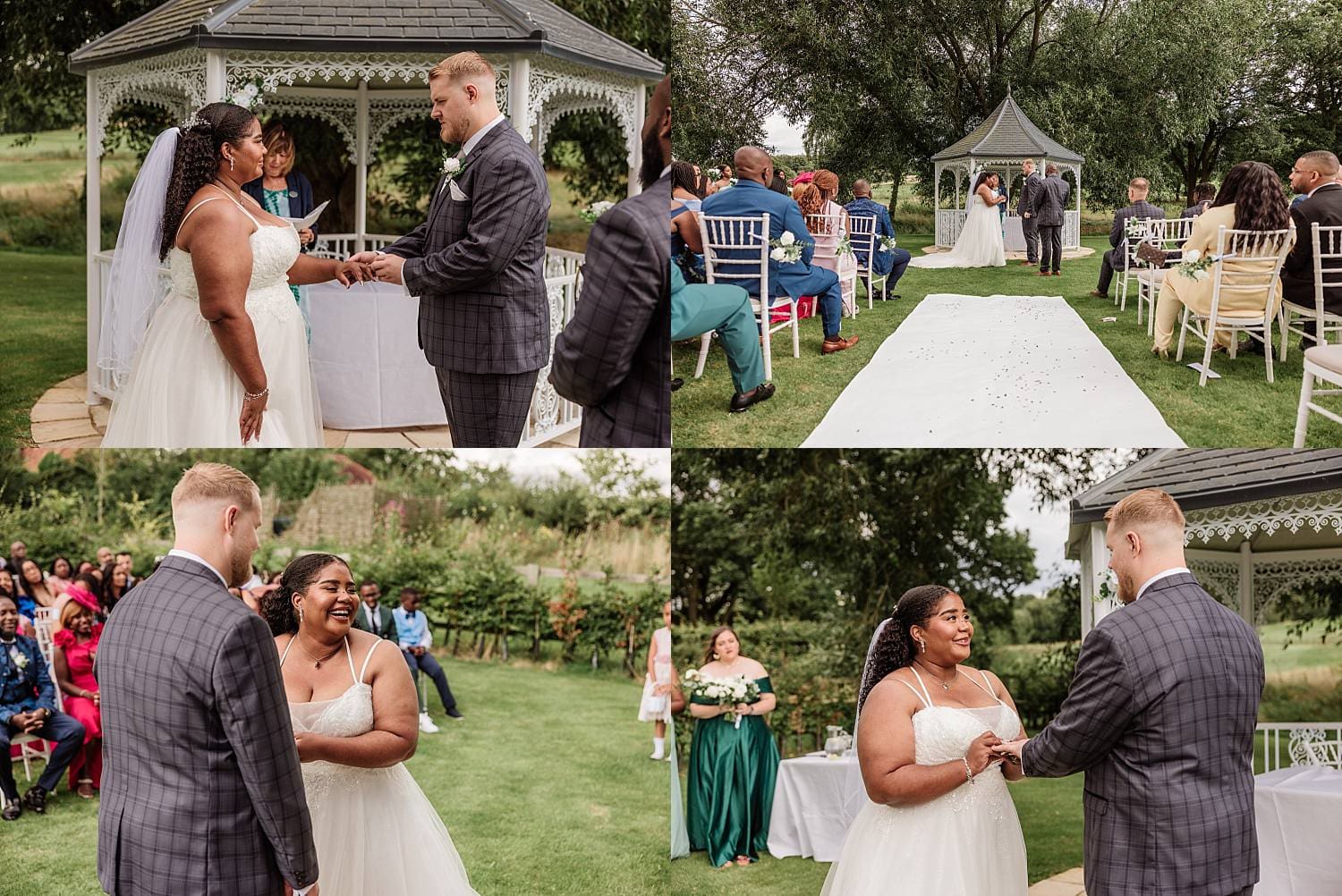 wedding at East Horton Golf Club with white gazebo ceremony in summer
