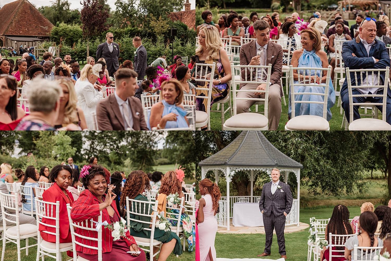 wedding at East Horton Golf Club with white gazebo ceremony in summer
