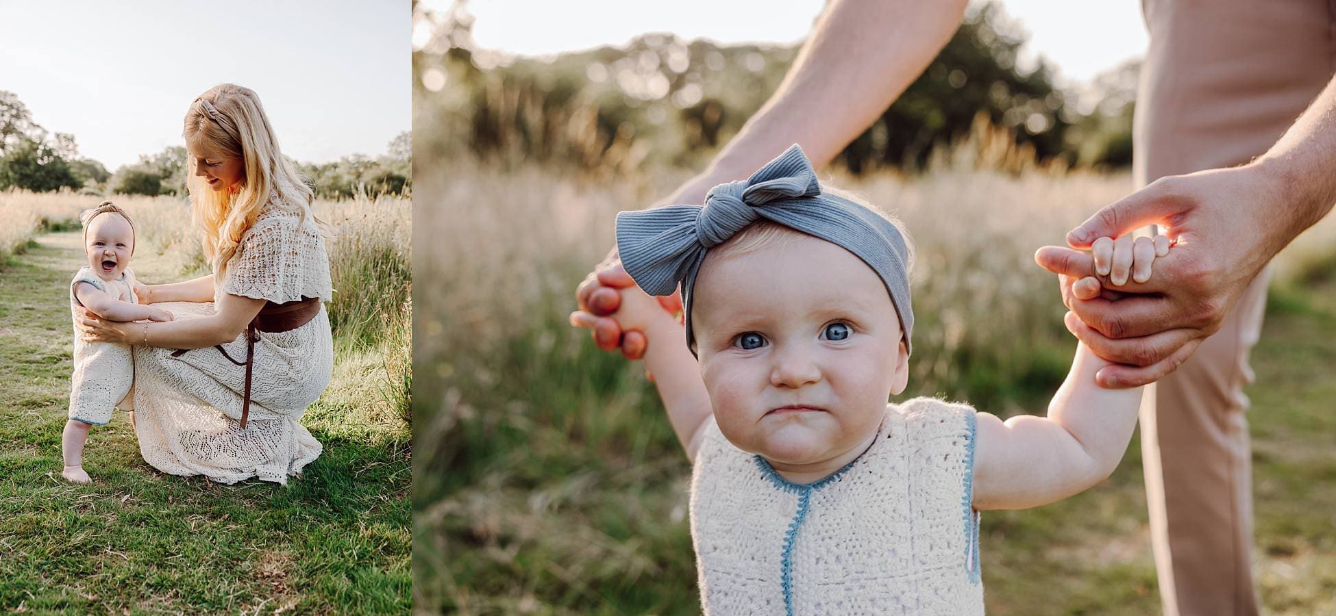 Family portrait in meadow near Waterlooville at sunset