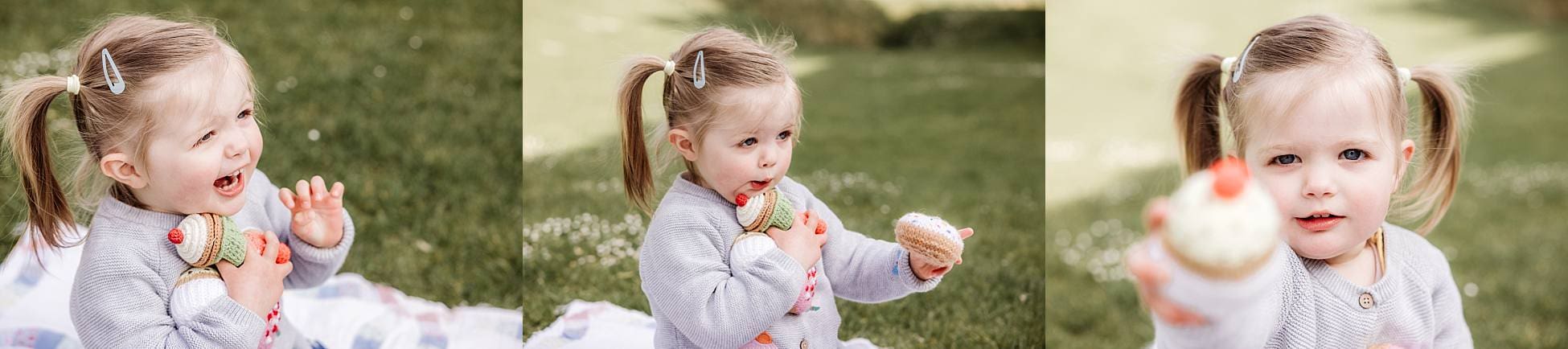 Parents and toddler enjoying relaxed outdoor family photoshoot