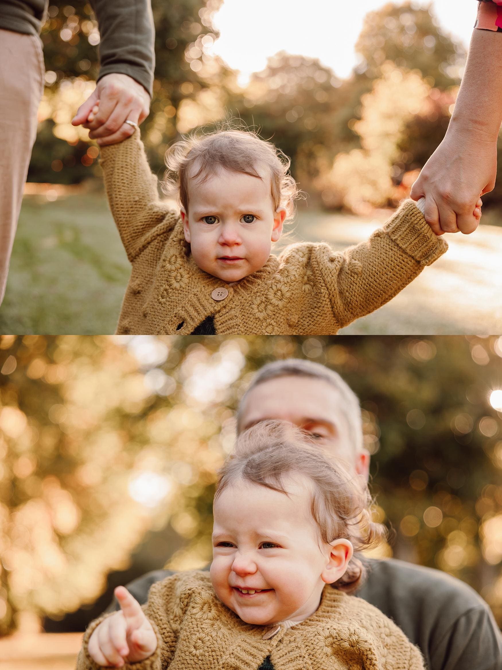 Autumn outdoor family photoshoot in West Sussex countryside with young child