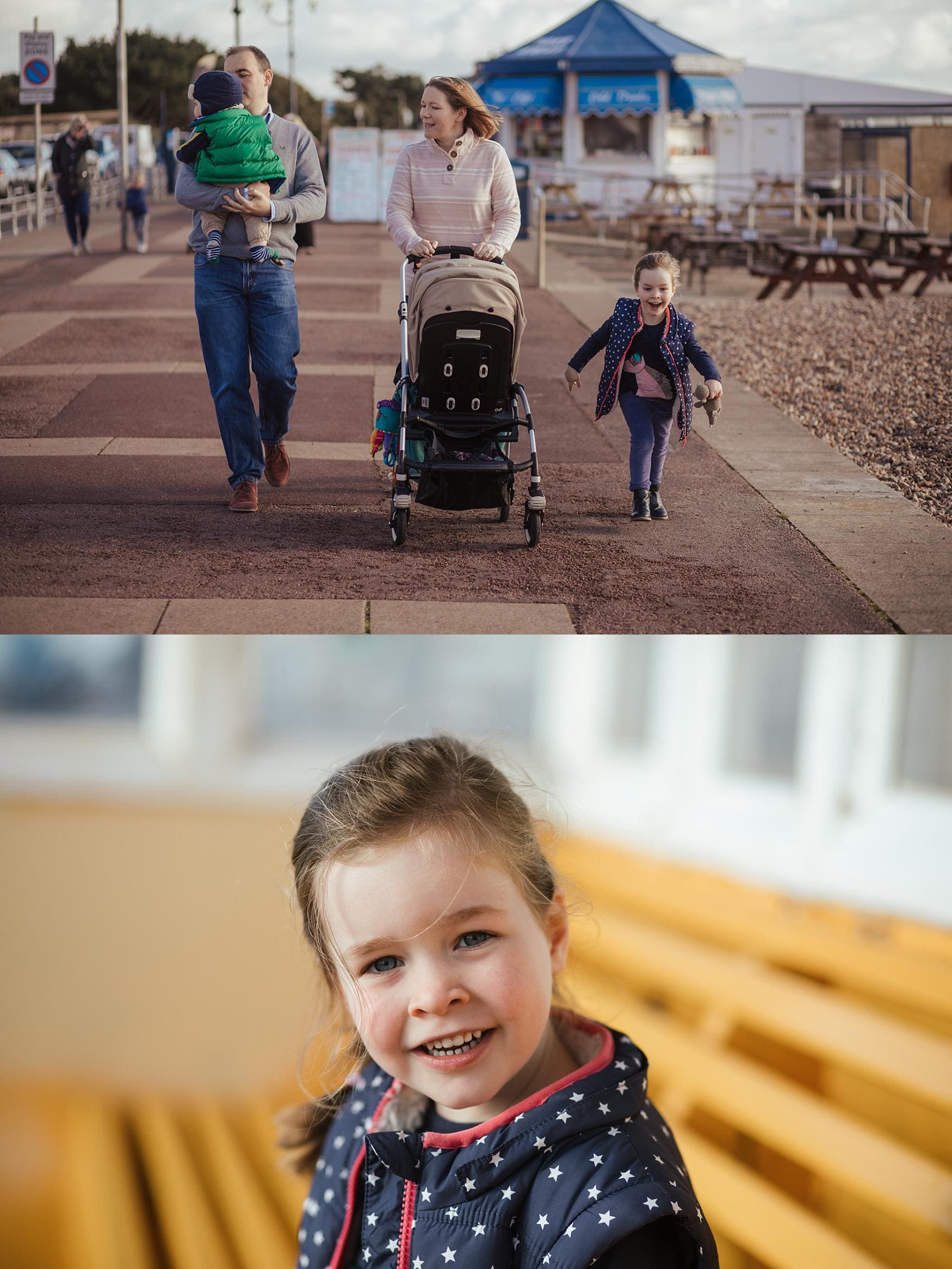 Smiling young girl during a family photoshoot in Southsea, Portsmouth